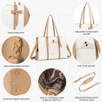 HKM-060435 Stylish 2pc PU Leather Handbag Set with Shoulder Tote and Purse for Office and Daily Use