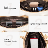 HKM-060435 Stylish 2pc PU Leather Handbag Set with Shoulder Tote and Purse for Office and Daily Use