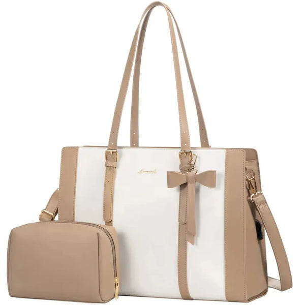 HKM-060435 Stylish 2pc PU Leather Handbag Set with Shoulder Tote and Purse for Office and Daily Use