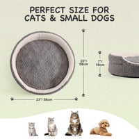 HKM-0604989 Orthopedic Washable Pet Bed for Small Dogs & Cats - 23 Inch Plush Round Bed with Non-Slip Bottom, Grey