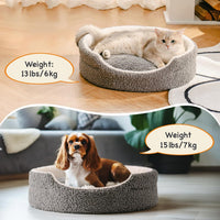 HKM-0604989 Orthopedic Washable Pet Bed for Small Dogs & Cats - 23 Inch Plush Round Bed with Non-Slip Bottom, Grey