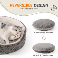 HKM-0604989 Orthopedic Washable Pet Bed for Small Dogs & Cats - 23 Inch Plush Round Bed with Non-Slip Bottom, Grey