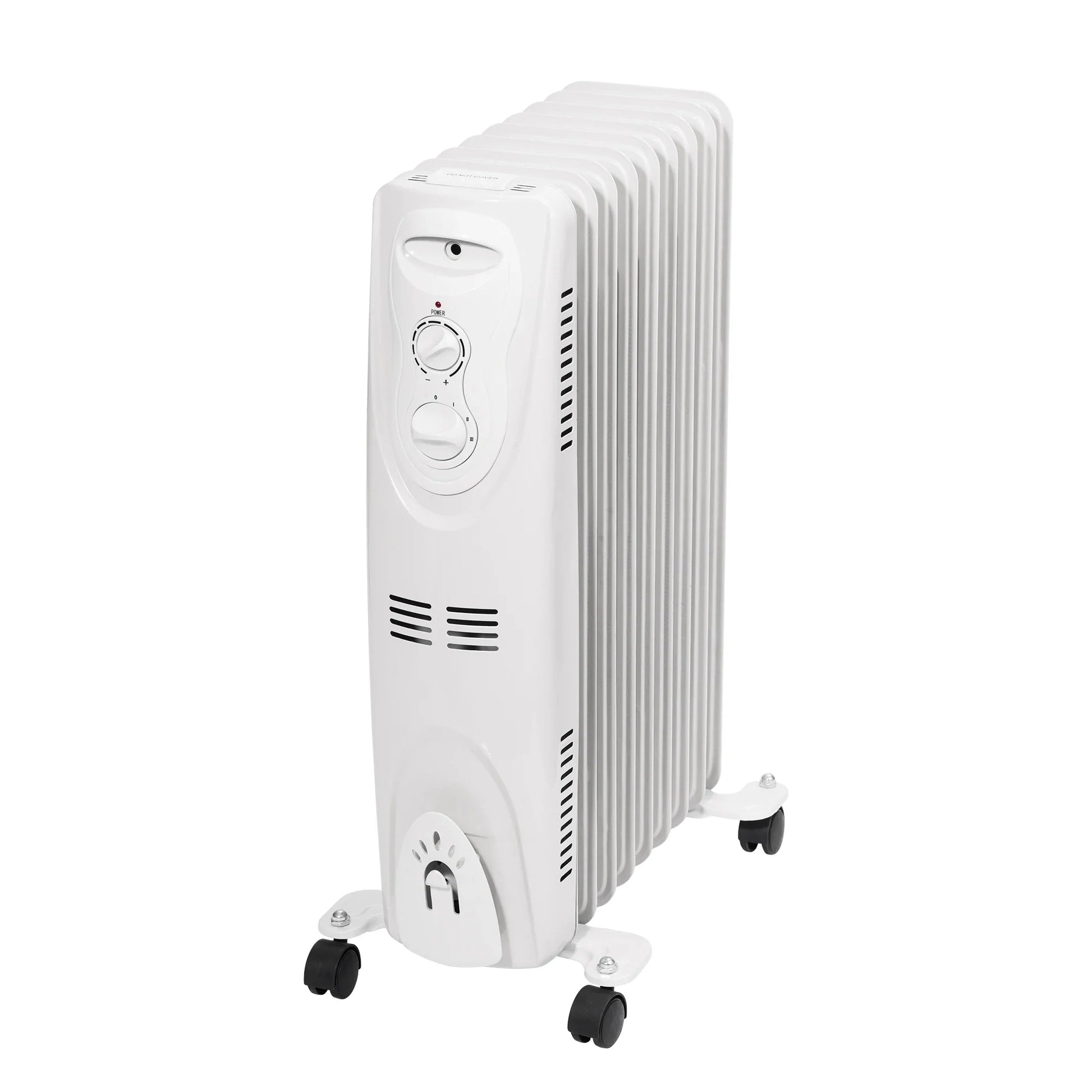 HKM-060499 Oil Filled Radiator Electric Heater with Adjustable Thermostat and Safety Features, 1500W to 2500W, Gray & White
