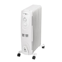HKM-060499 Oil Filled Radiator Electric Heater with Adjustable Thermostat and Safety Features, 1500W to 2500W, Gray & White