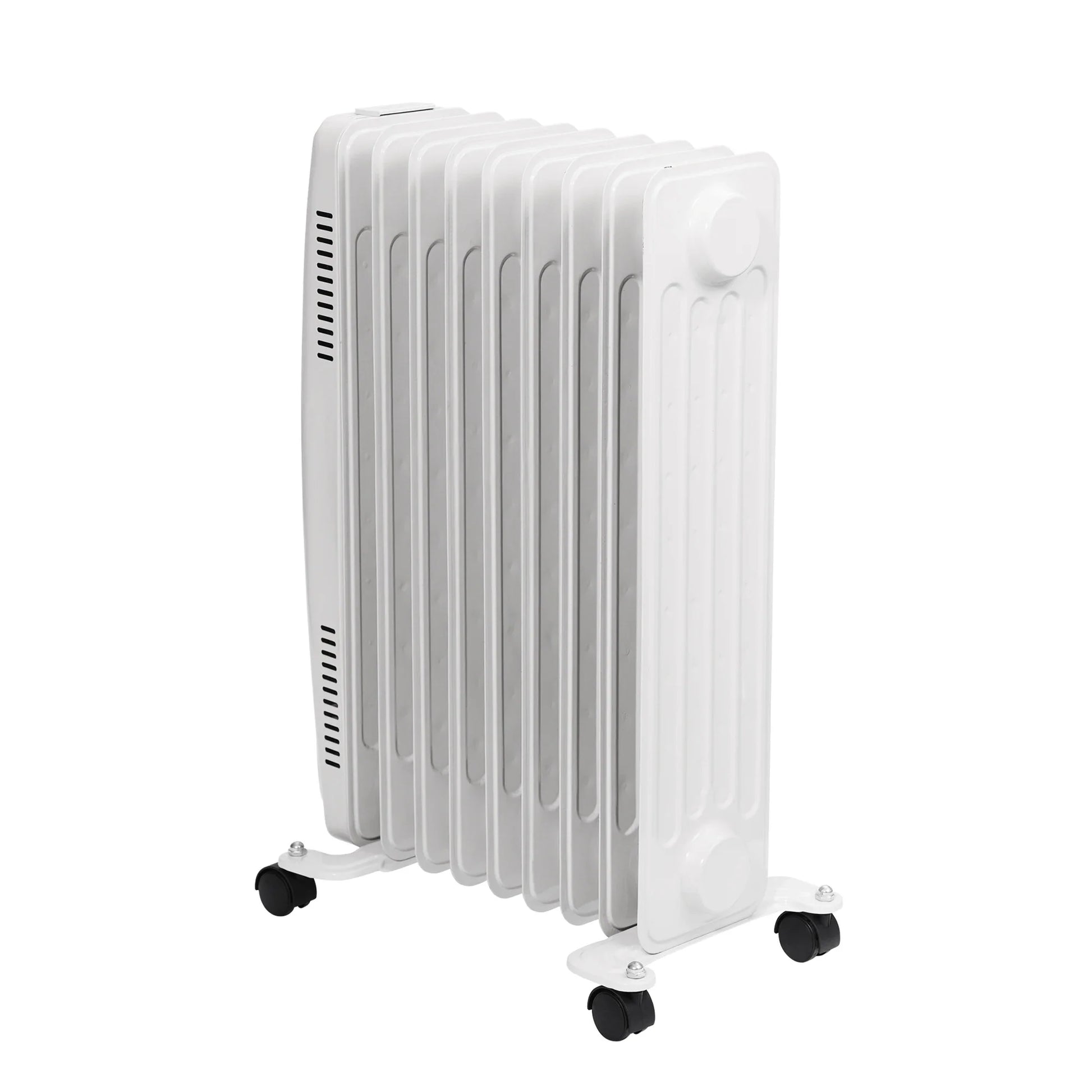 HKM-060499 Oil Filled Radiator Electric Heater with Adjustable Thermostat and Safety Features, 1500W to 2500W, Gray & White