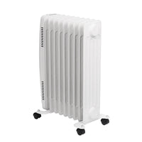 HKM-060499 Oil Filled Radiator Electric Heater with Adjustable Thermostat and Safety Features, 1500W to 2500W, Gray & White