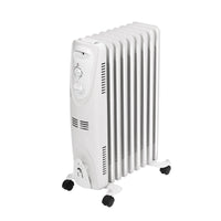 HKM-060499 Oil Filled Radiator Electric Heater with Adjustable Thermostat and Safety Features, 1500W to 2500W, Gray & White
