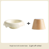 HKM-0606525 High Leg Ceramic Cat Food Bowl with Wooden Base - Multiple Colors Available