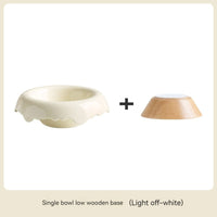 HKM-0606525 High Leg Ceramic Cat Food Bowl with Wooden Base - Multiple Colors Available