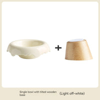 HKM-0606525 High Leg Ceramic Cat Food Bowl with Wooden Base - Multiple Colors Available