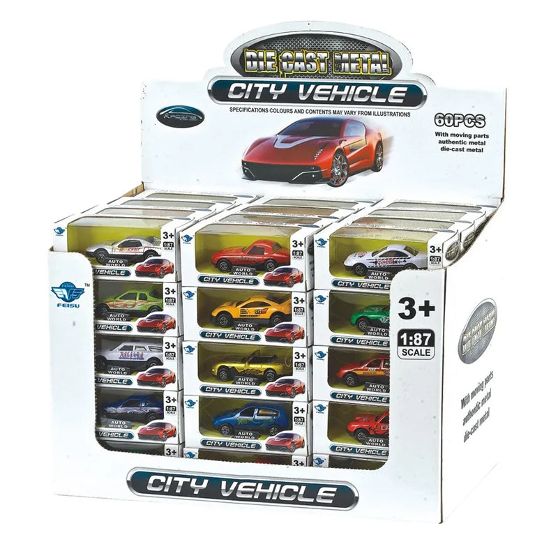HKM-060691 Diecast 1:87 Scale Mini Model Cars for Kids - Zinc Alloy & Plastic Construction