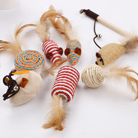 HKM-0607165 Interactive Toy Set with Feather Teasing Bell and Stick for Engaging Playtime Activities