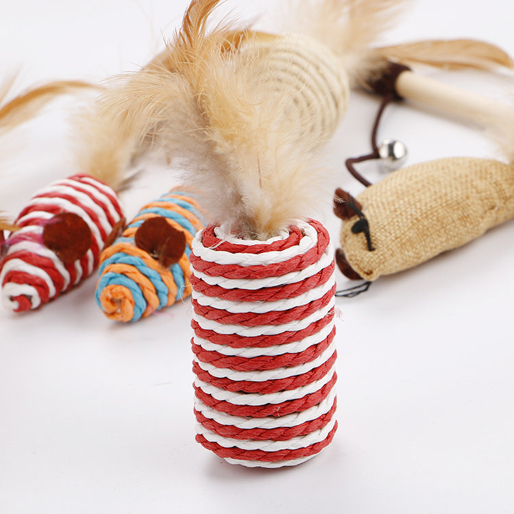 HKM-0607165 Interactive Toy Set with Feather Teasing Bell and Stick for Engaging Playtime Activities