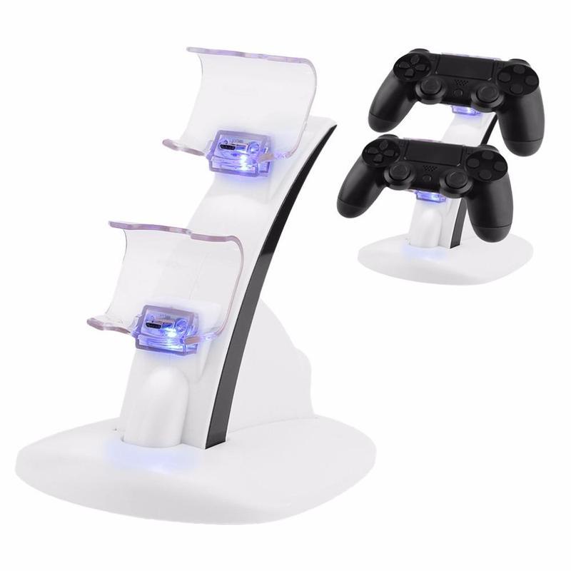 HKM-060755 Dual Charging Dock for PS4 Controllers with Blue LED Lights