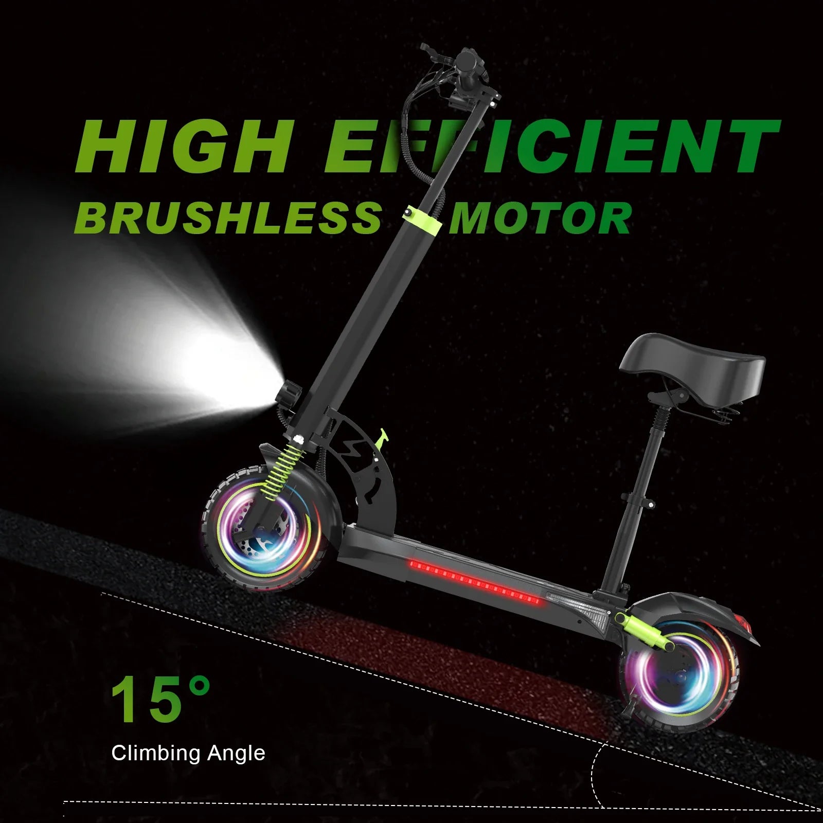HKM-060755 Foldable Electric Scooter with 800W Motor, 30-45km Range, Dual Suspension, App Control, LED Lights