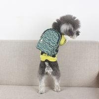 HKM-0608573 Stripes Green Leather Dog Backpack for Small to Medium Dogs - Retractable Strap and Capacity 500g