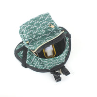 HKM-0608573 Stripes Green Leather Dog Backpack for Small to Medium Dogs - Retractable Strap and Capacity 500g