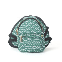 HKM-0608573 Stripes Green Leather Dog Backpack for Small to Medium Dogs - Retractable Strap and Capacity 500g