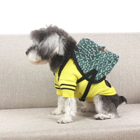 HKM-0608573 Stripes Green Leather Dog Backpack for Small to Medium Dogs - Retractable Strap and Capacity 500g
