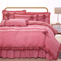 HKM-060883 Korean Style Floral Lace Four-Piece Quilt Set for Queen and King Beds