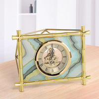 HKM-060947 European Style Silent Metal Table Clock for Home and Office Decoration - Rectangular Design, Battery Operated, 22x17cm