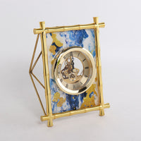 HKM-060947 European Style Silent Metal Table Clock for Home and Office Decoration - Rectangular Design, Battery Operated, 22x17cm