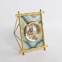 HKM-060947 European Style Silent Metal Table Clock for Home and Office Decoration - Rectangular Design, Battery Operated, 22x17cm