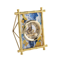 HKM-060947 European Style Silent Metal Table Clock for Home and Office Decoration - Rectangular Design, Battery Operated, 22x17cm