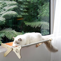 HKM-0610365 Solid Wood One-Piece Cat Hanging Bed for Windowsill Sunbathing 58x37x16cm
