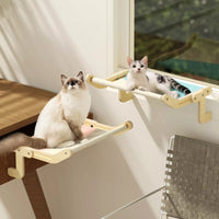 HKM-0610365 Solid Wood One-Piece Cat Hanging Bed for Windowsill Sunbathing 58x37x16cm