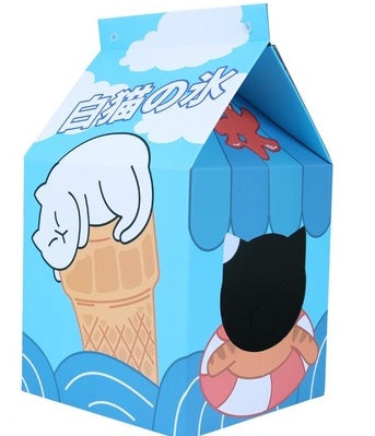 HKM-0612285 Milk Carton Cat Scratcher Toy - High-Density Corrugated Paper, Multiple Flavors