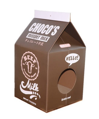 HKM-0612285 Milk Carton Cat Scratcher Toy - High-Density Corrugated Paper, Multiple Flavors