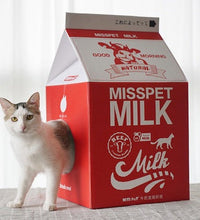 HKM-0612285 Milk Carton Cat Scratcher Toy - High-Density Corrugated Paper, Multiple Flavors
