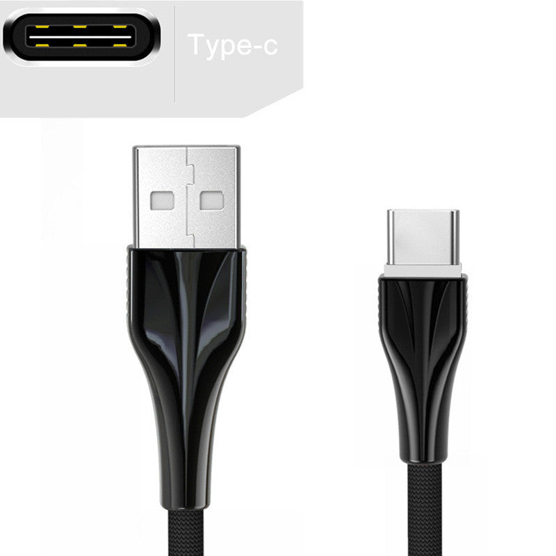 HKM-061267 Aluminum Alloy Braided Mobile Phone Data Cable - 1m, Fast Charging, Compatible with TYPE-C, Micro USB, Apple