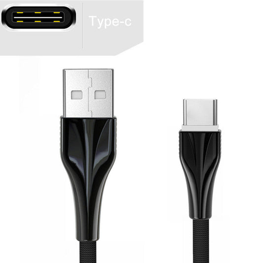 HKM-061267 Aluminum Alloy Braided Mobile Phone Data Cable - 1m, Fast Charging, Compatible with TYPE-C, Micro USB, Apple