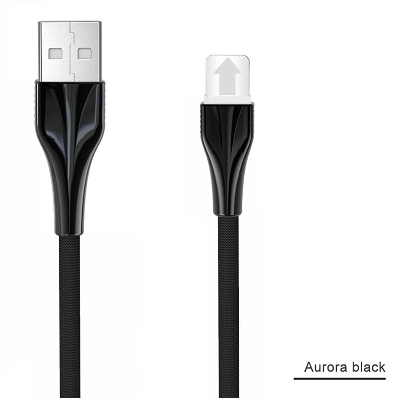 HKM-061267 Aluminum Alloy Braided Mobile Phone Data Cable - 1m, Fast Charging, Compatible with TYPE-C, Micro USB, Apple