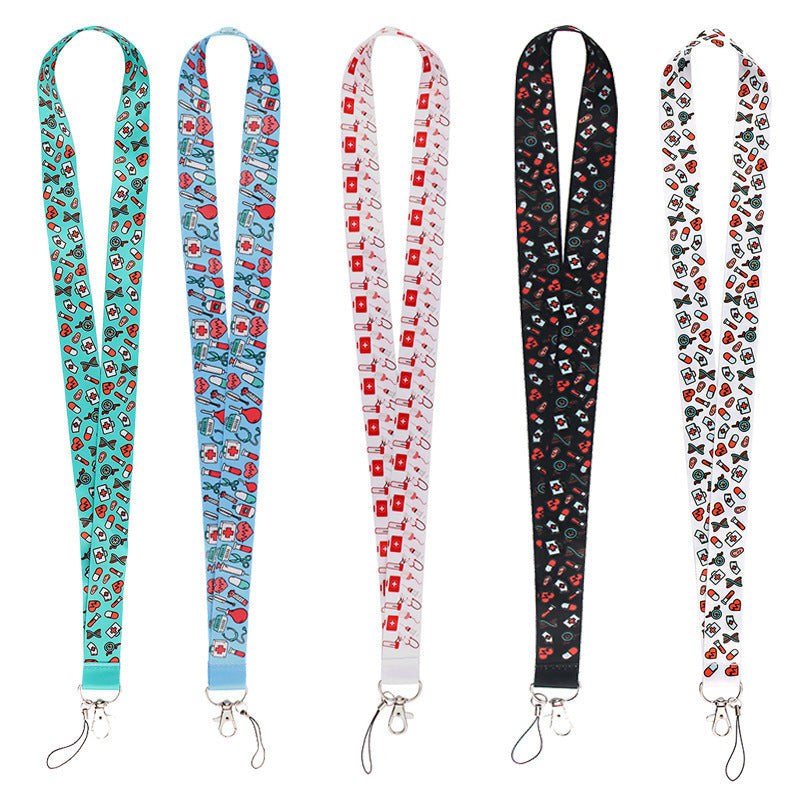 HKM-061267 Cute Cartoon Doctor Mobile Phone Lanyard with Metal Buckle, Bright Colors, Durable Polyester, 46cm Length