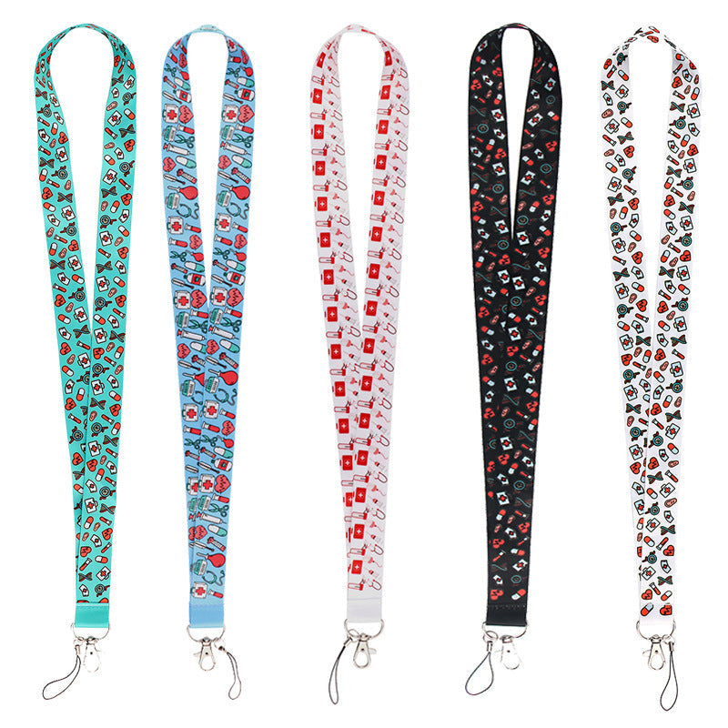 HKM-061267 Cute Cartoon Doctor Mobile Phone Lanyard with Metal Buckle, Bright Colors, Durable Polyester, 46cm Length