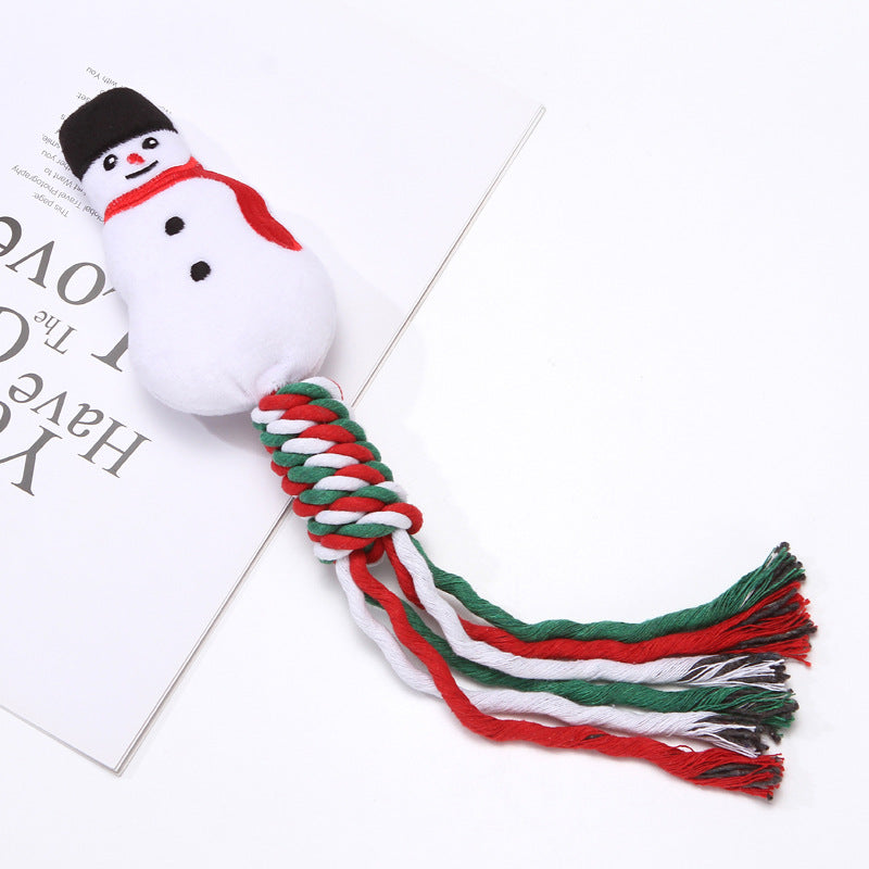 HKM-0613565 Christmas-Themed Cartoon Dog Training and Tooth Cleaning Bite Toy, Durable and Bite Resistant