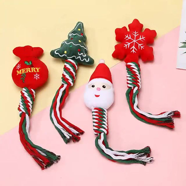 HKM-0613565 Christmas-Themed Cartoon Dog Training and Tooth Cleaning Bite Toy, Durable and Bite Resistant