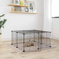 HKM-0613693 Spacious 8-Piece Black Pet Cage Set with Door for Training and Play