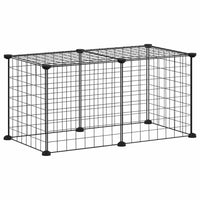 HKM-0613693 Spacious 8-Piece Black Pet Cage Set with Door for Training and Play