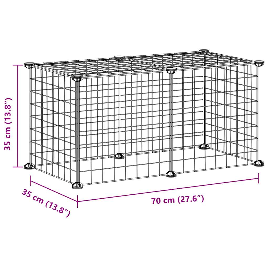 HKM-0613693 Spacious 8-Piece Black Pet Cage Set with Door for Training and Play