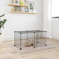 HKM-0613693 Spacious 8-Piece Black Pet Cage Set with Door for Training and Play