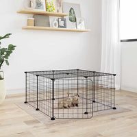 HKM-0613693 Spacious 8-Piece Black Pet Cage Set with Door for Training and Play