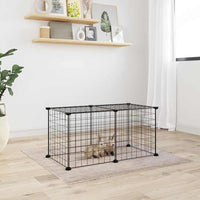 HKM-0613693 Spacious 8-Piece Black Pet Cage Set with Door for Training and Play