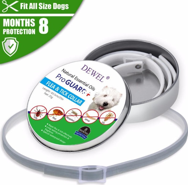 HKM-0614077 Flea and Tick Collar for Cats and Dogs ¨C 8 Months of Protection, Adjustable, Water-Resistant, Allergy-Free