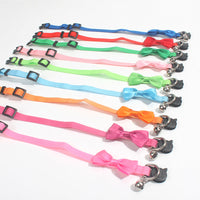 HKM-0614333 Adjustable Multi-Color Striped Nylon Bow Collar with Bell for Cats