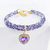 HKM-0614717 Cat Collar with Heart Jewel Pendant and Rhinestone Accents