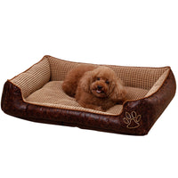 HKM-0616125 Detachable and Washable Dog Cat Mat Bed in Coffee and Beige with Anti-Skid Bottom